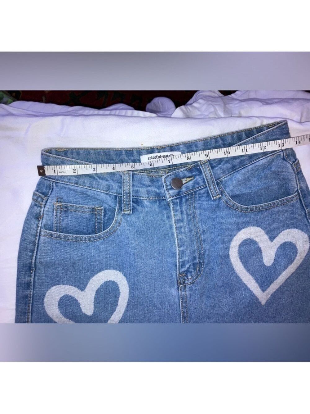 Colorful Natalie High Waisted, Wide Leg Heart Jeans in light Denim size 27 - Picture 10 of 11
